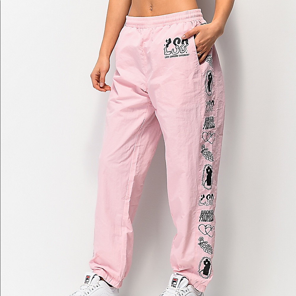 Pink jogger track pants